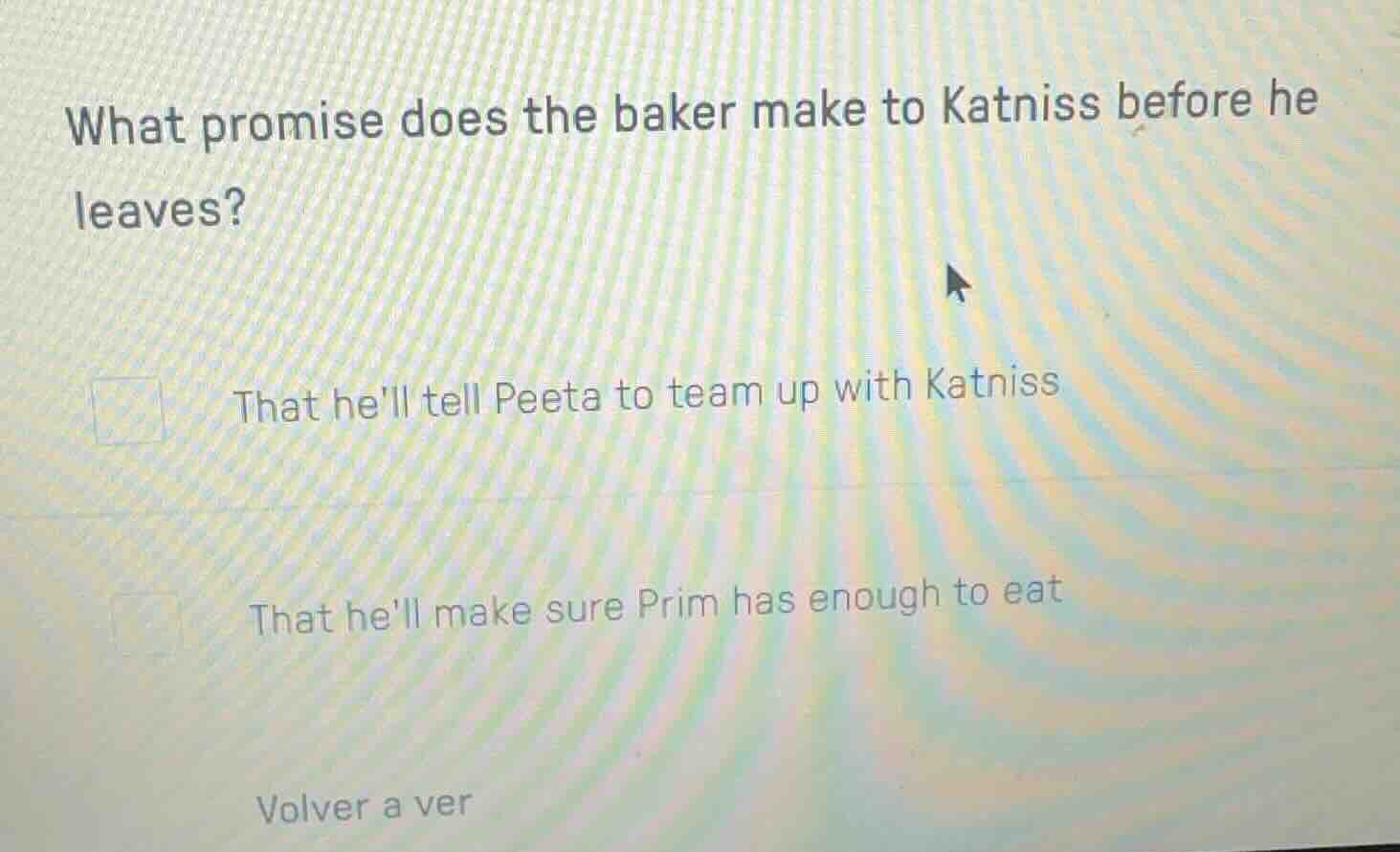 what promise does the baker make to katniss before he leaves? that hell…
