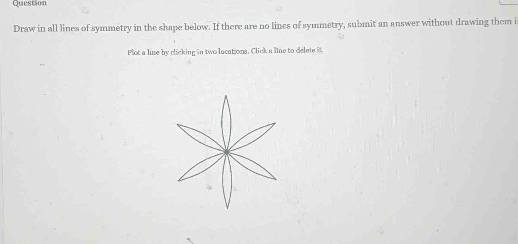 question draw in all lines of symmetry in the shape below. if there are…
