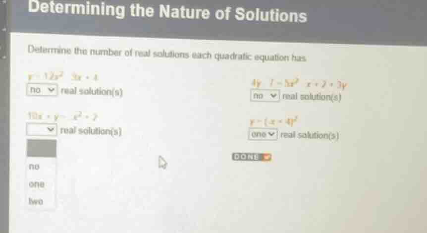 determining the nature of solutions determine the number of real soluti…