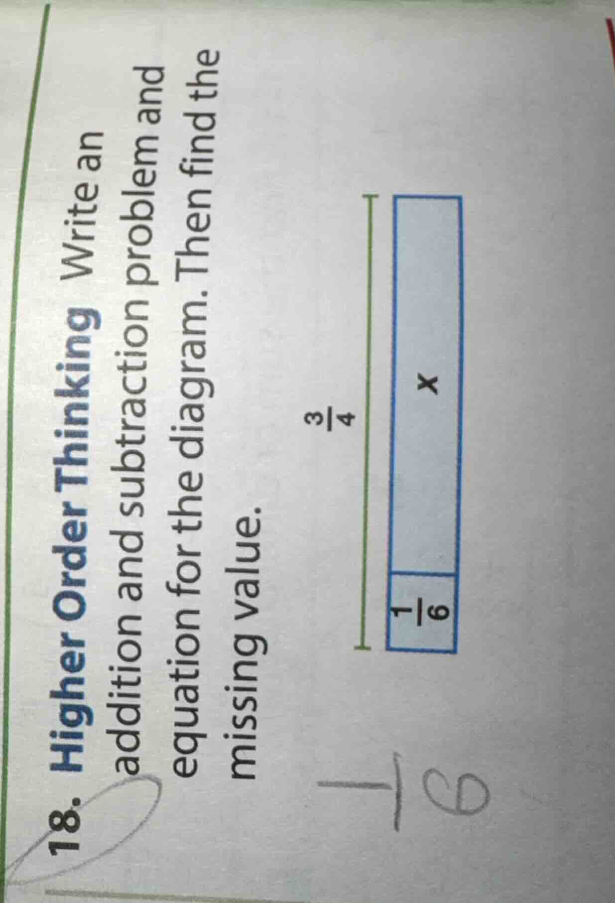 18. higher order thinking write an addition and subtraction problem and…