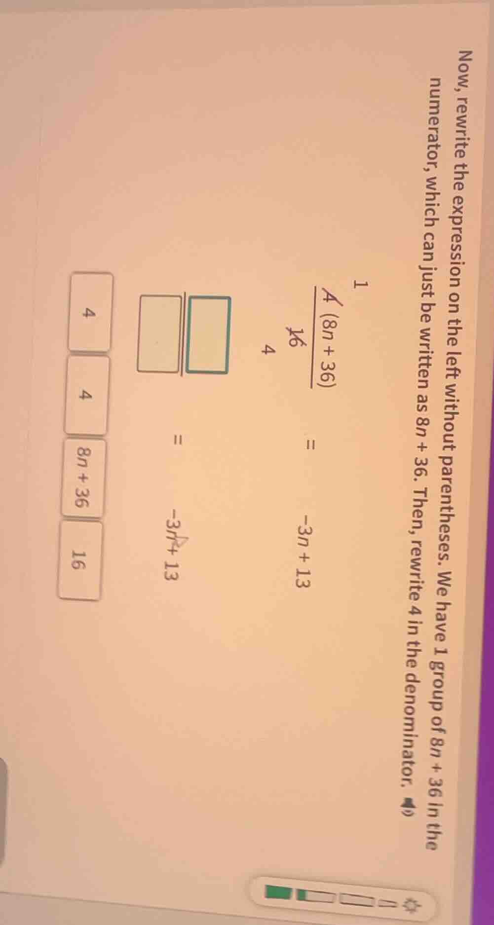 now, rewrite the expression on the left without parentheses. we have 1 …
