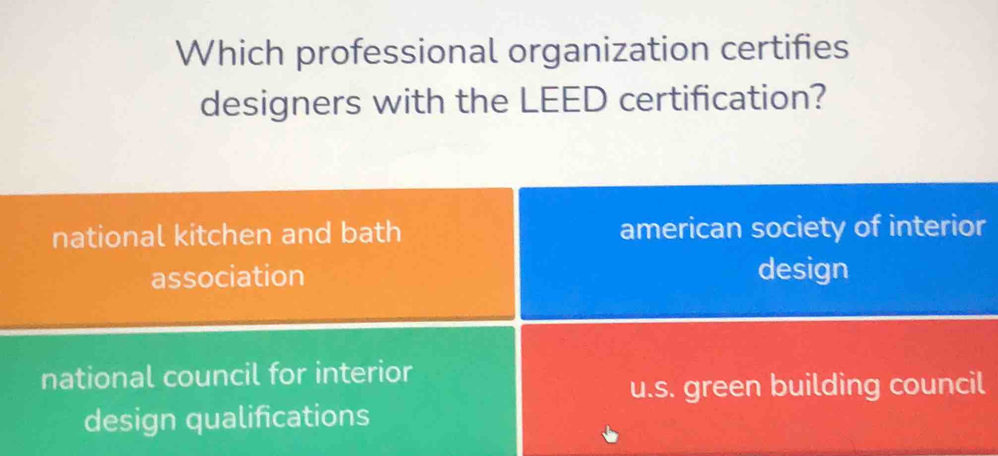 which professional organization certifies designers with the leed certi…