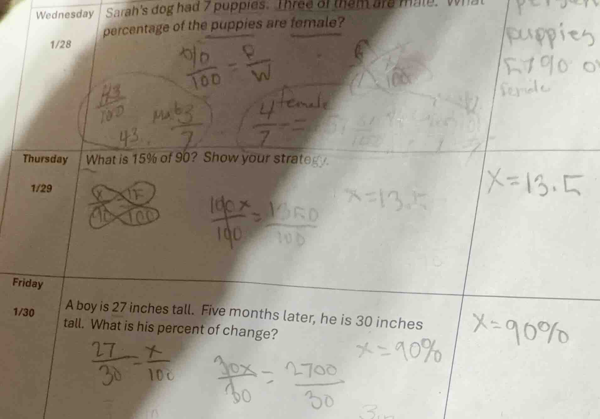 wednesday 1/28 sarahs dog had 7 puppies. three of them are male. what p…