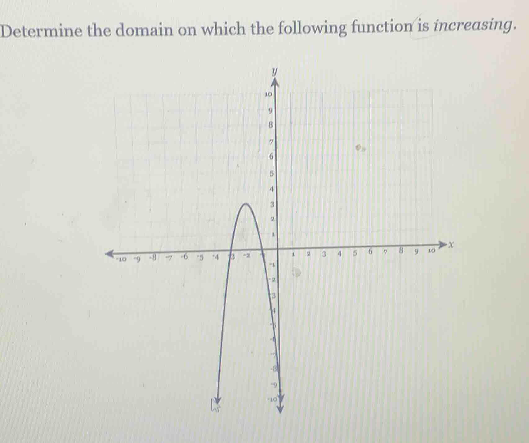 determine the domain on which the following function is increasing.