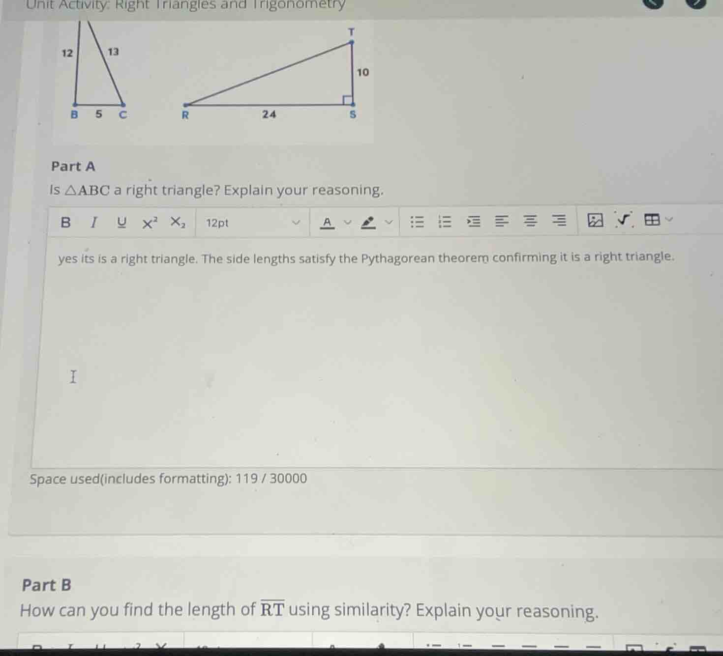 unit activity: right triangles and trigonometry part a is △abc a right …