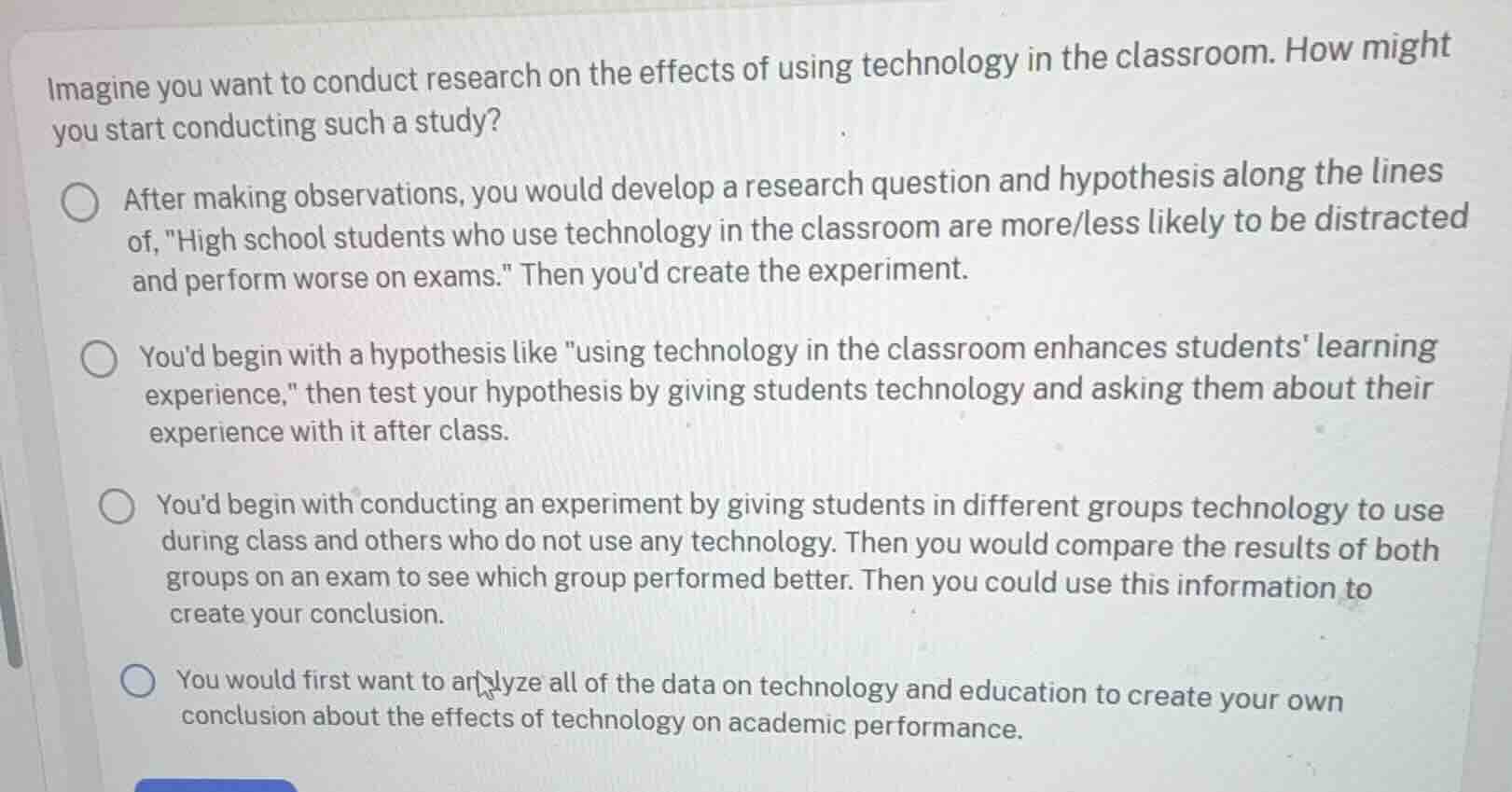 imagine you want to conduct research on the effects of using technology…