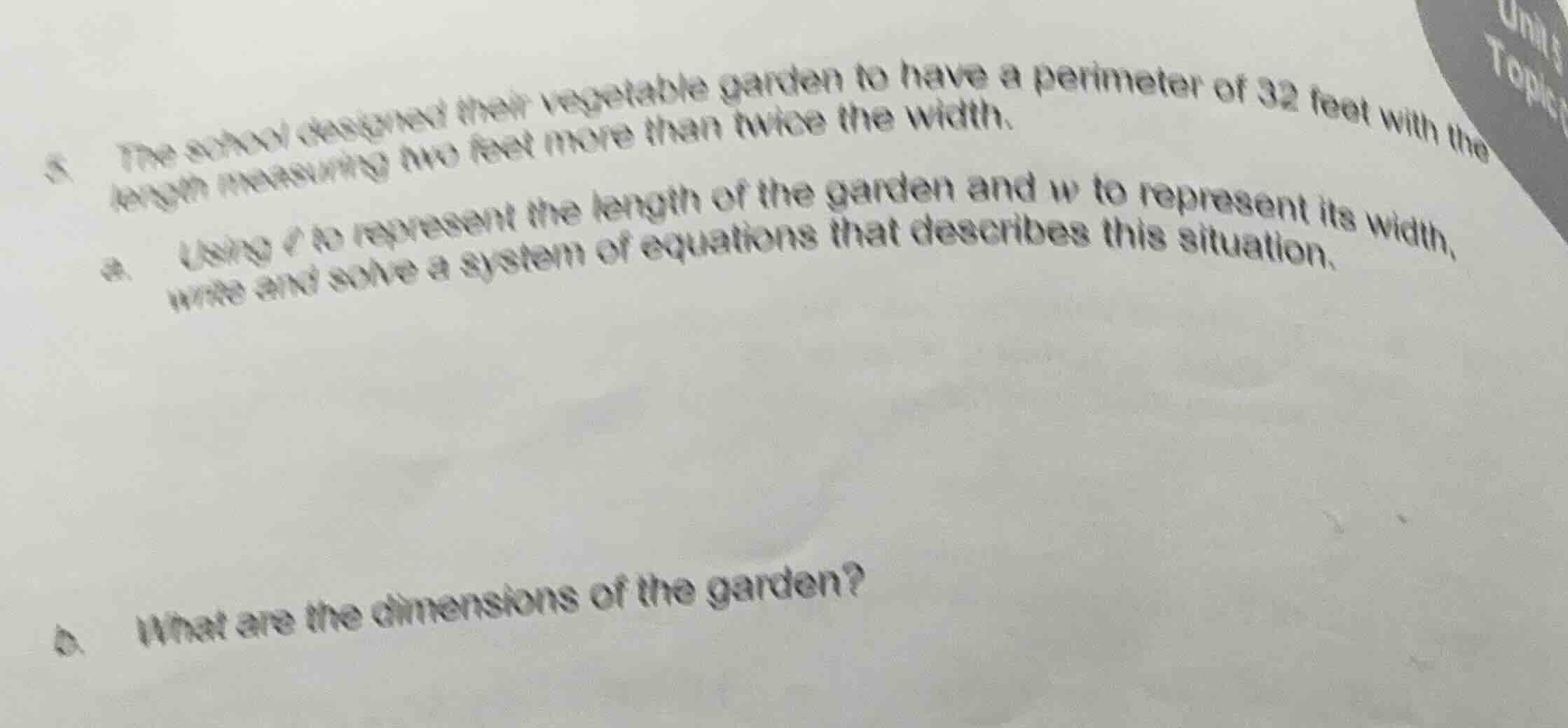 5. the family designed their vegetable garden to have a perimeter of 32…