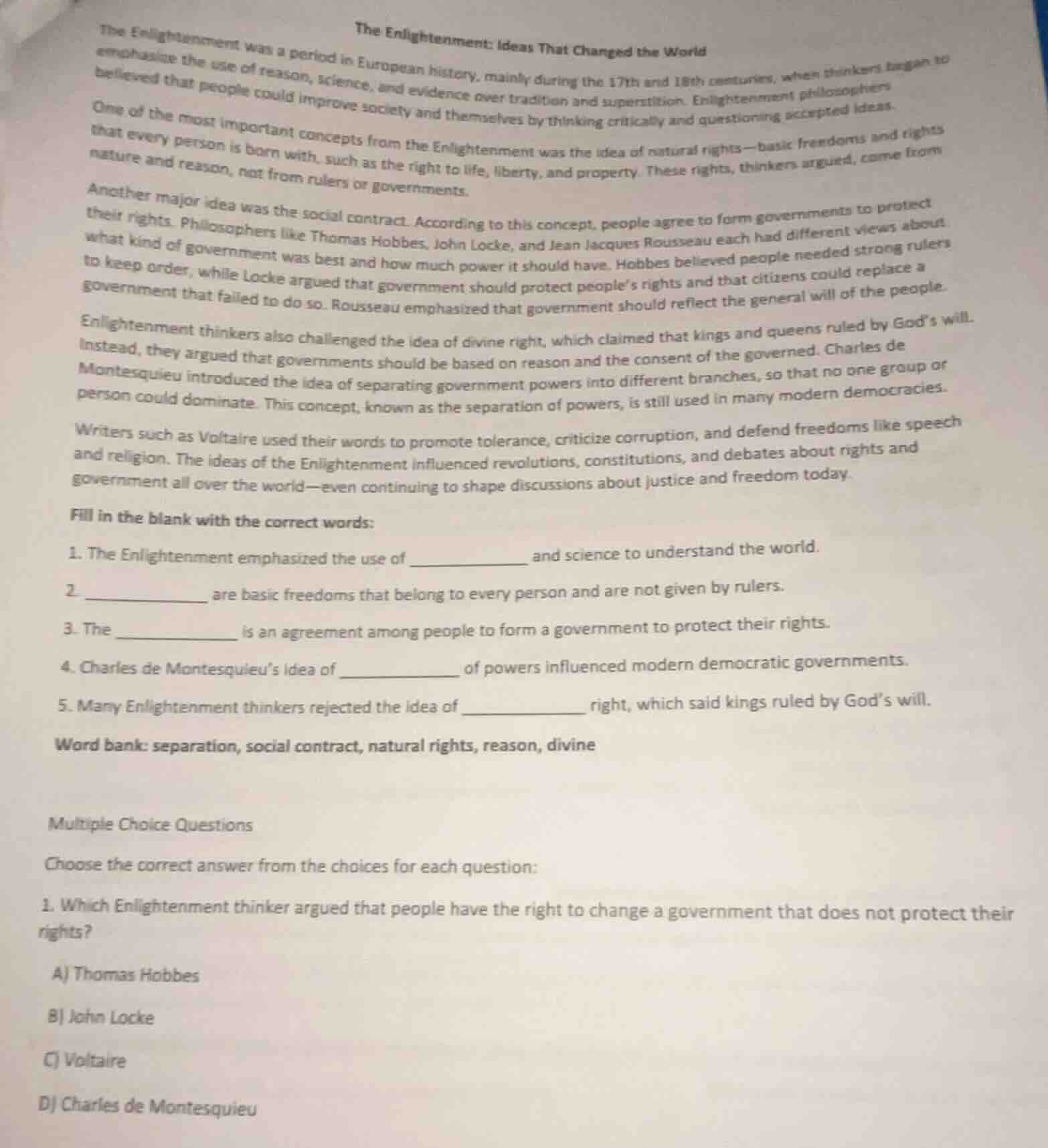 the enlightenment: ideas that changed the world the enlightenment was a…