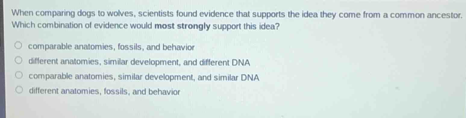 when comparing dogs to wolves, scientists found evidence that supports …
