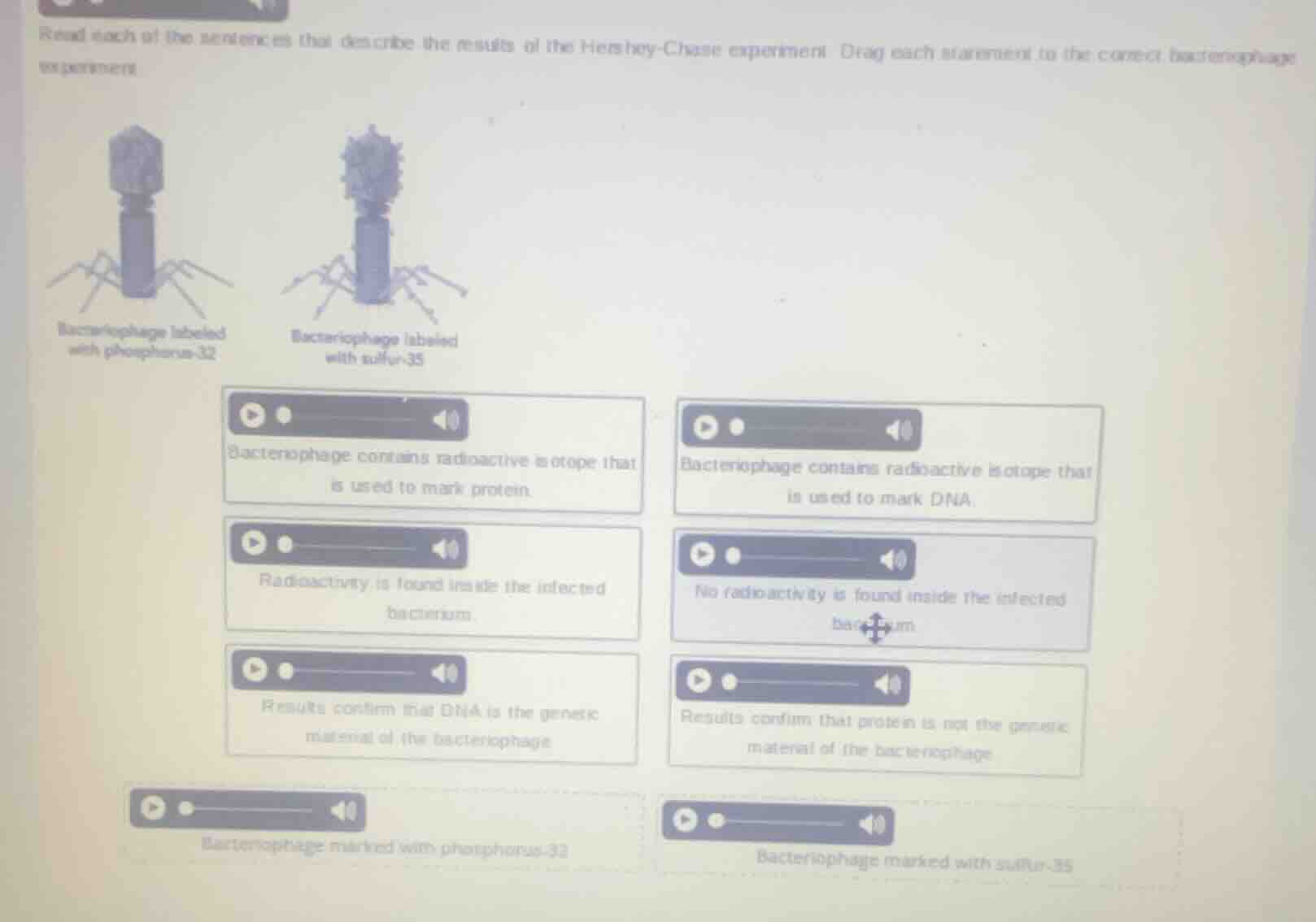 read each of the sentences that describe the results of the hershey - c…