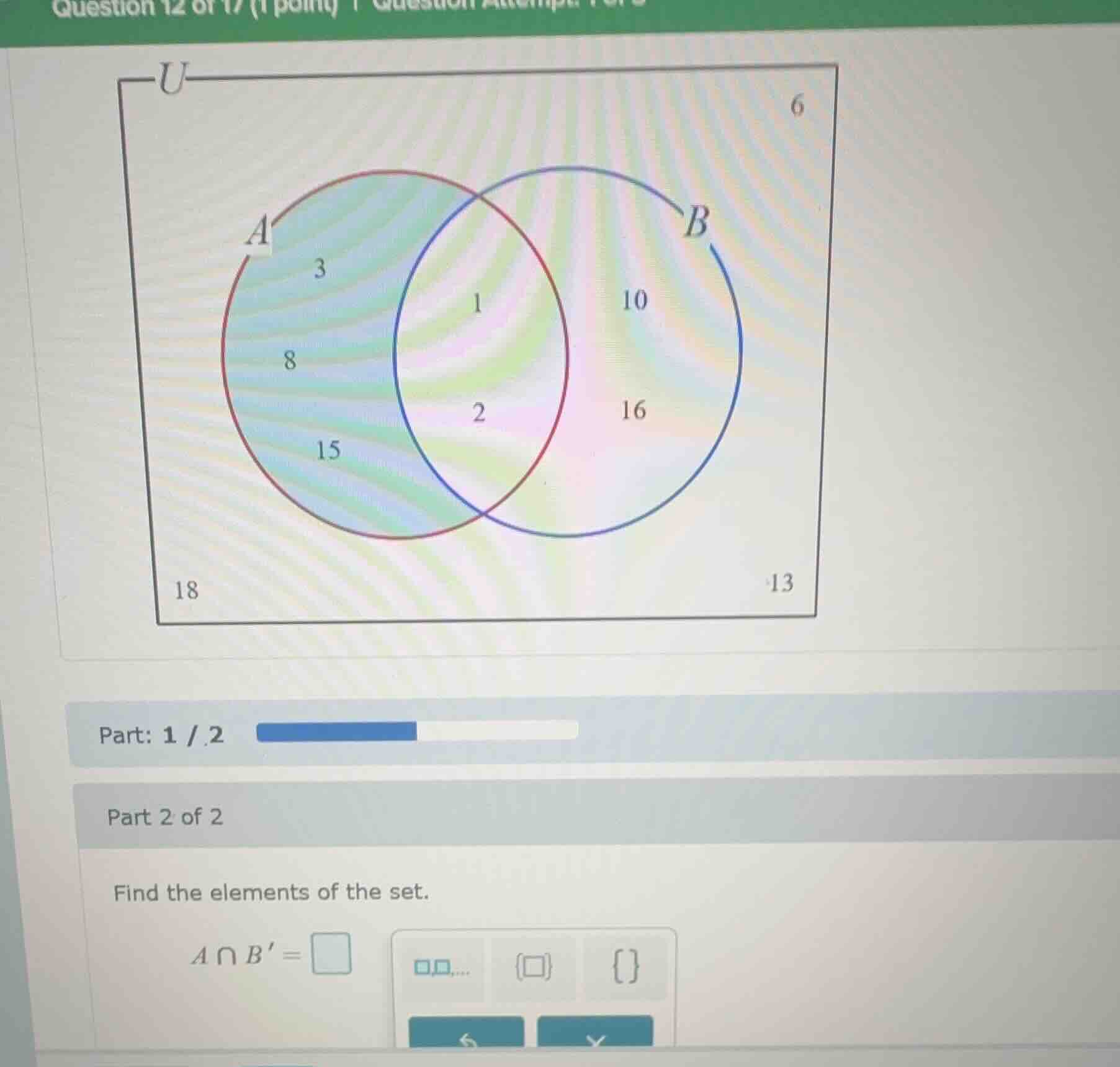 question 12 of 17 (1 point) question attempt 1 of 3 part: 1 / 2 part 2 …
