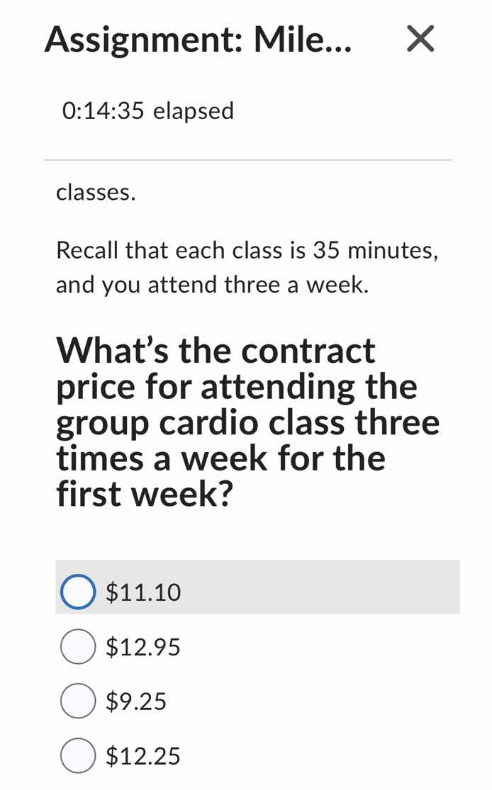 classes. recall that each class is 35 minutes, and you attend three a w…