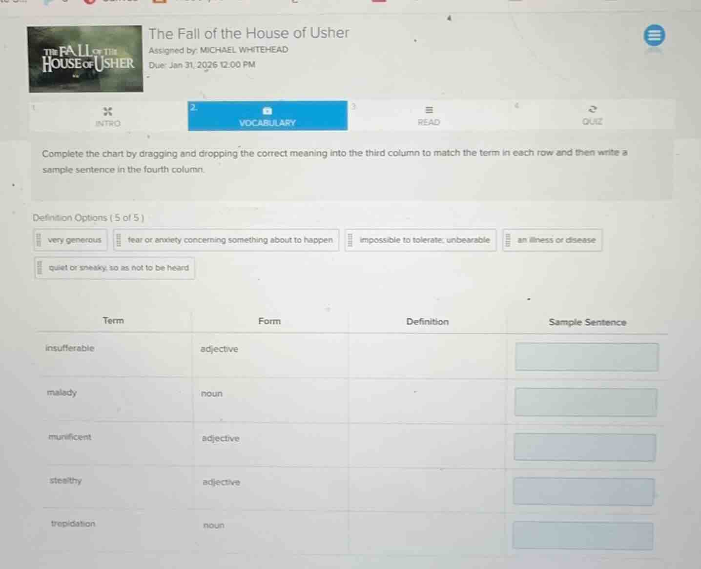 the fall of the house of usher assigned by: michael whitehead due: jan …