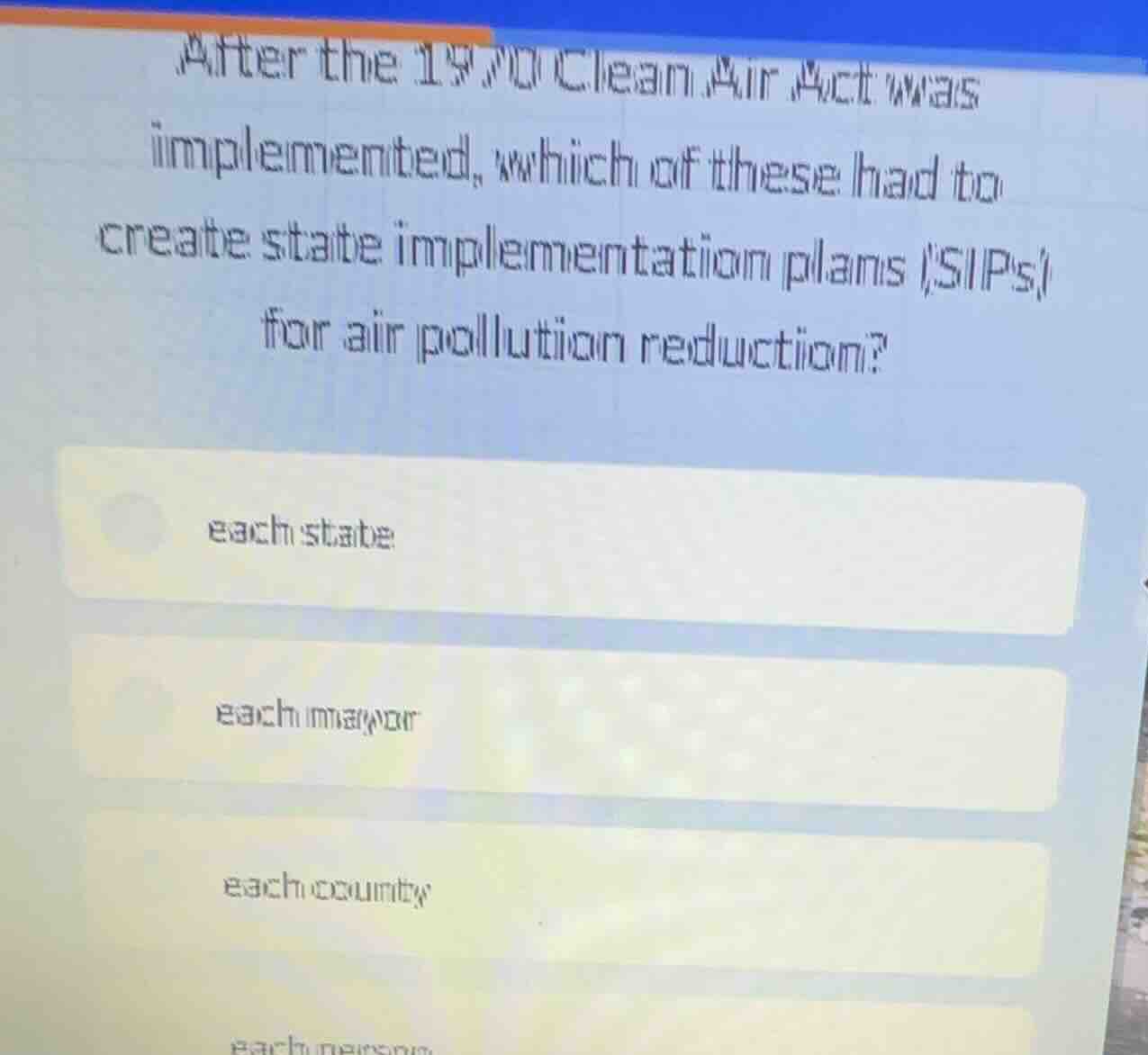after the 1970 clean air act was implemented, which of these had to cre…