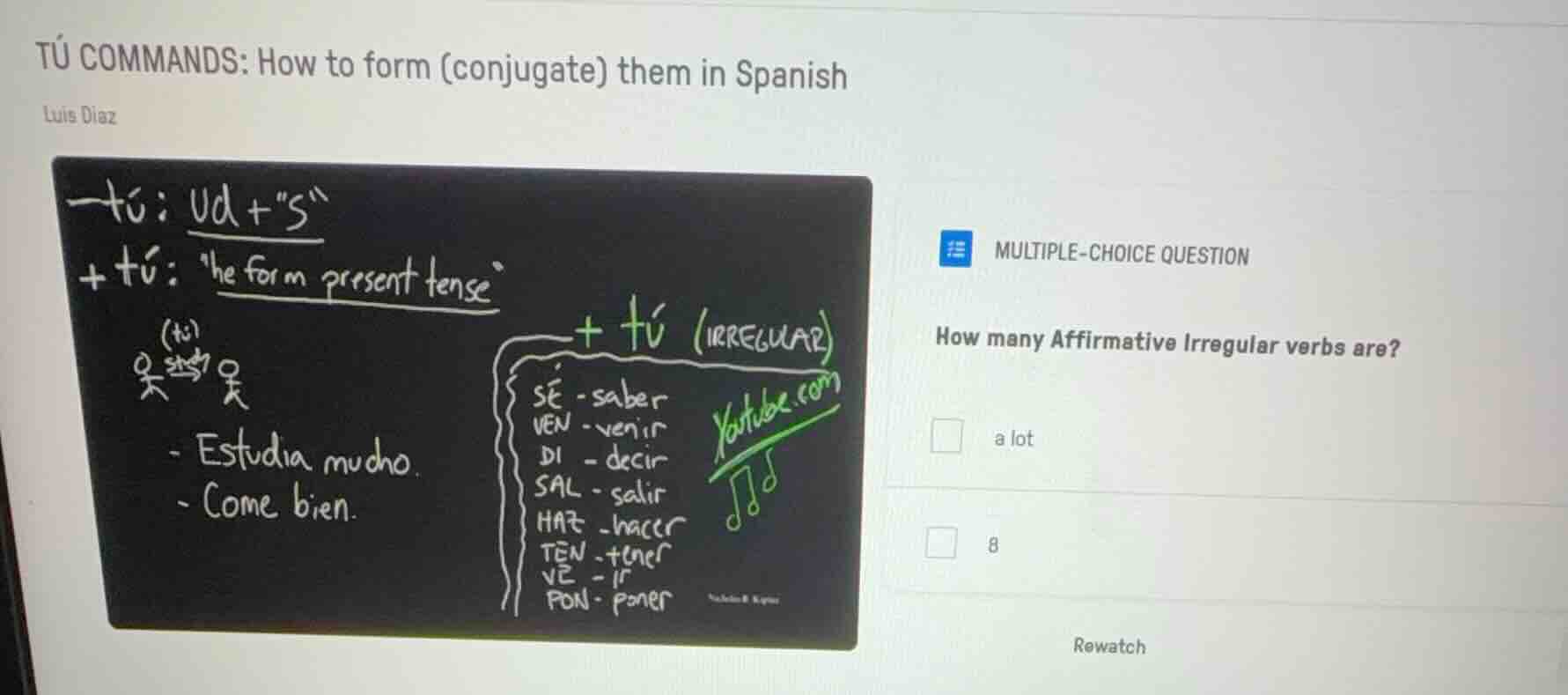 tú commands: how to form (conjugate) them in spanish luis diaz multiple…