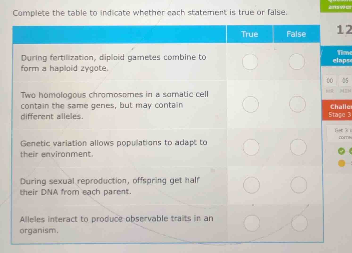 complete the table to indicate whether each statement is true or false.…