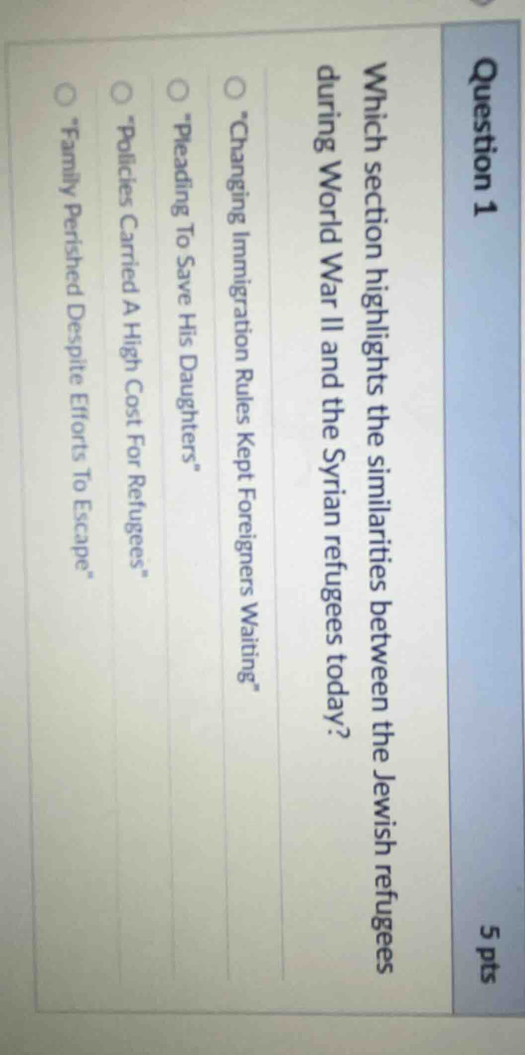 question 1 5 pts which section highlights the similarities between the …