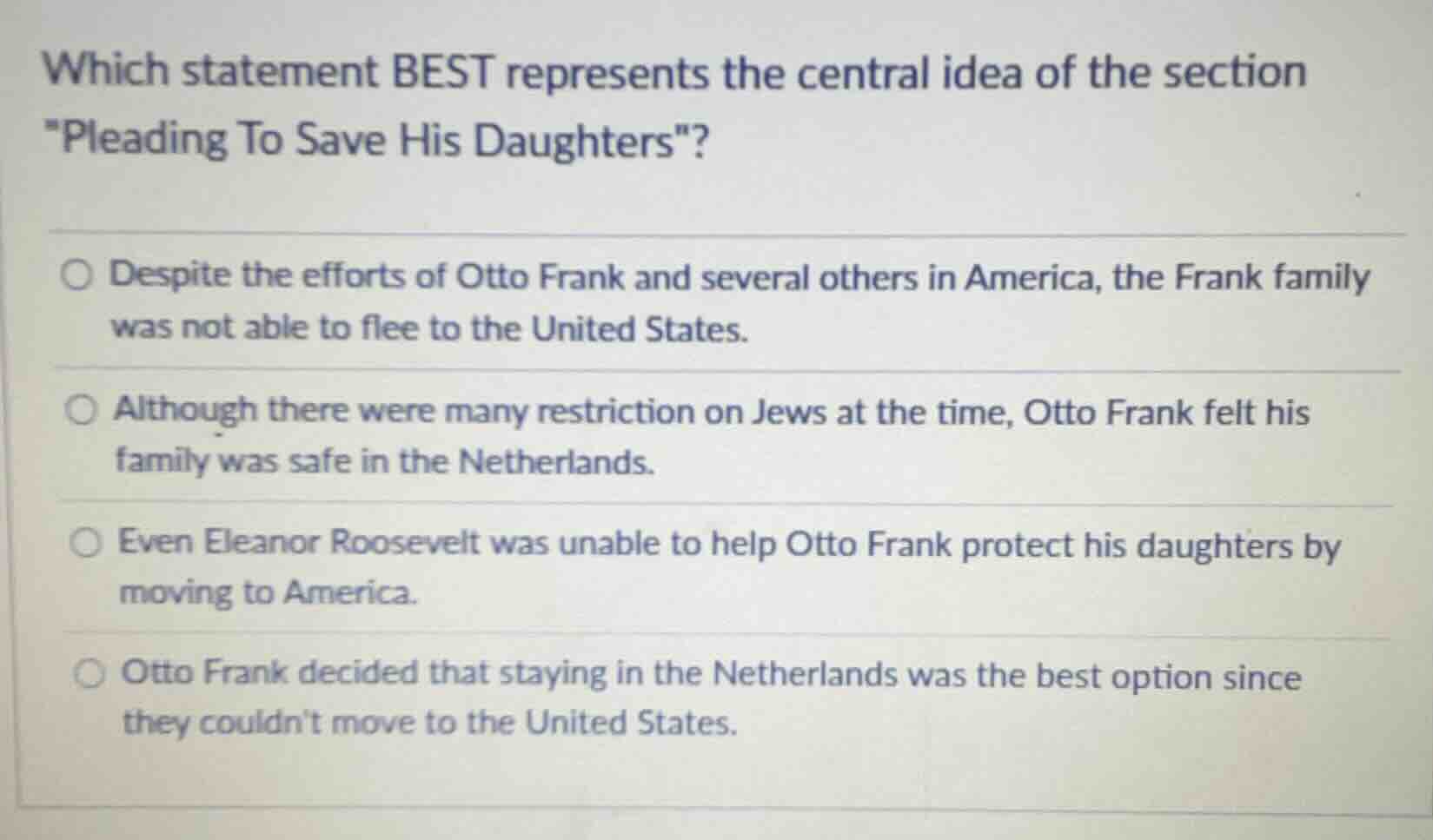 which statement best represents the central idea of the section \pleadi…