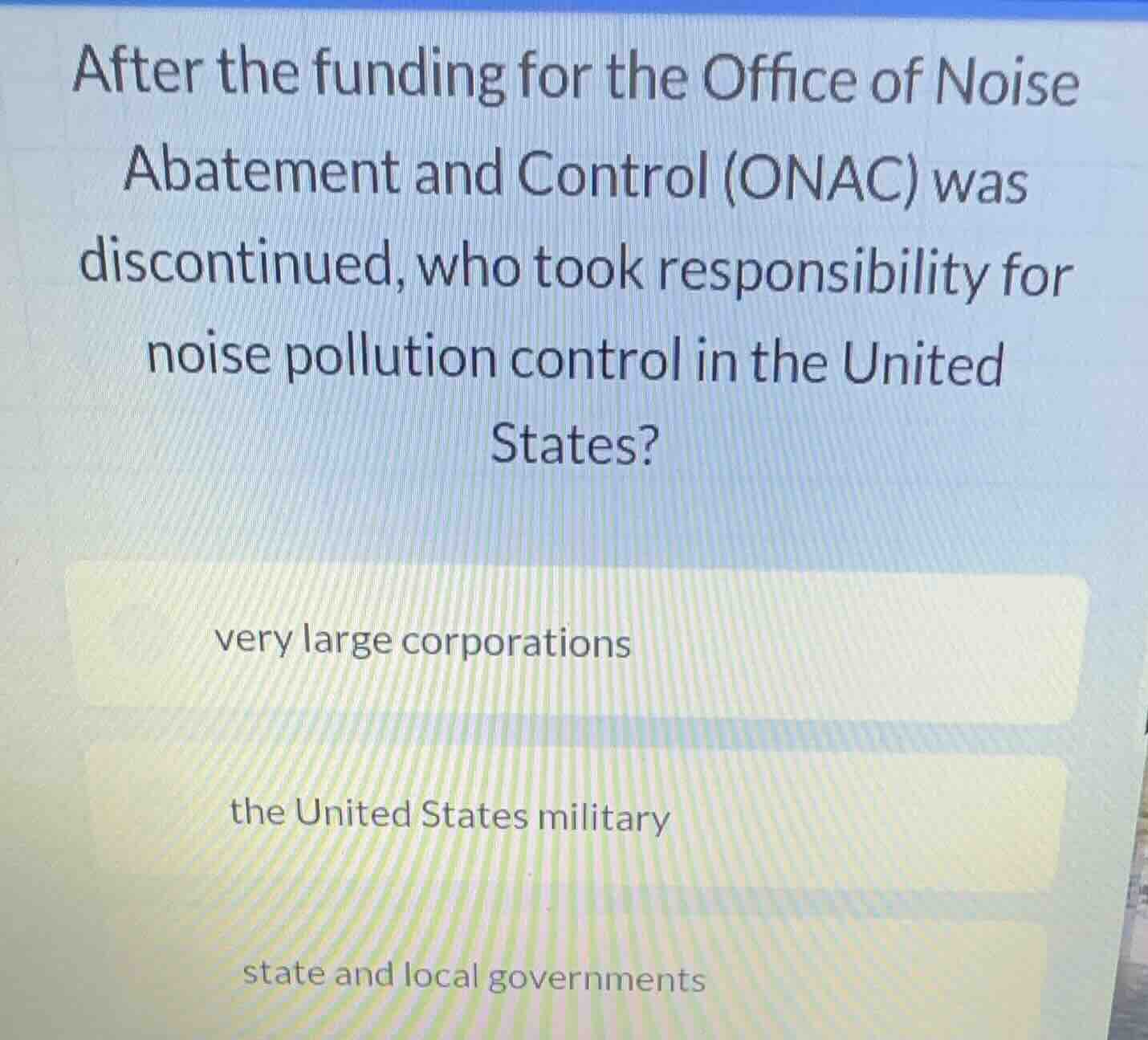 after the funding for the office of noise abatement and control (onac) …