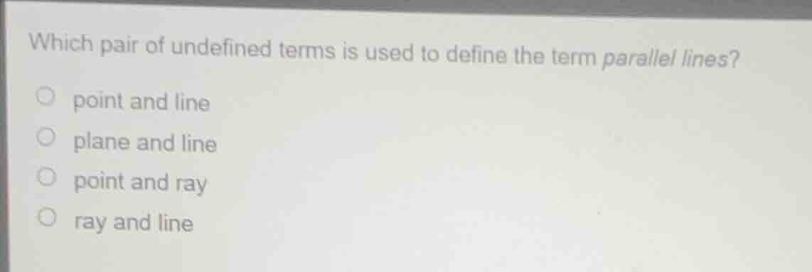 which pair of undefined terms is used to define the term parallel lines…