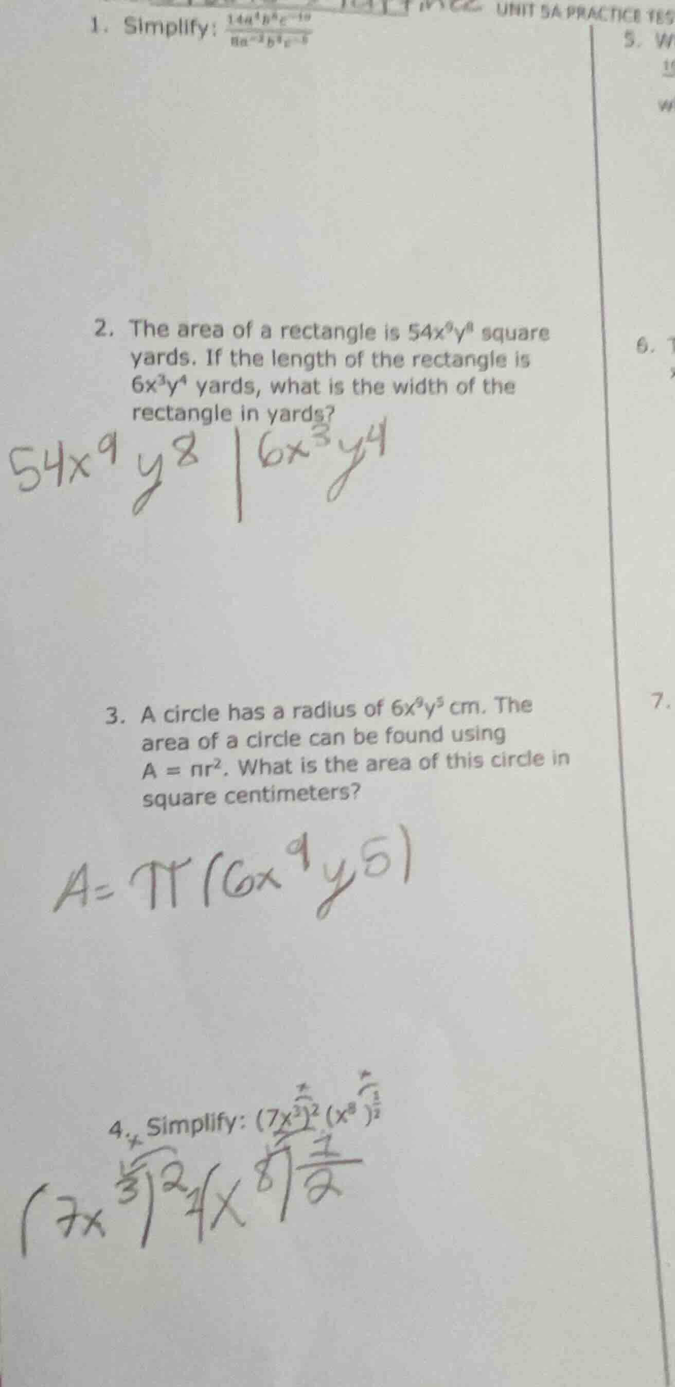 1. simplify: \\(\\frac{14a^{4}b^{5}c^{-10}}{8a^{-3}b^{4}c^{-5}}\\)\ 2. …
