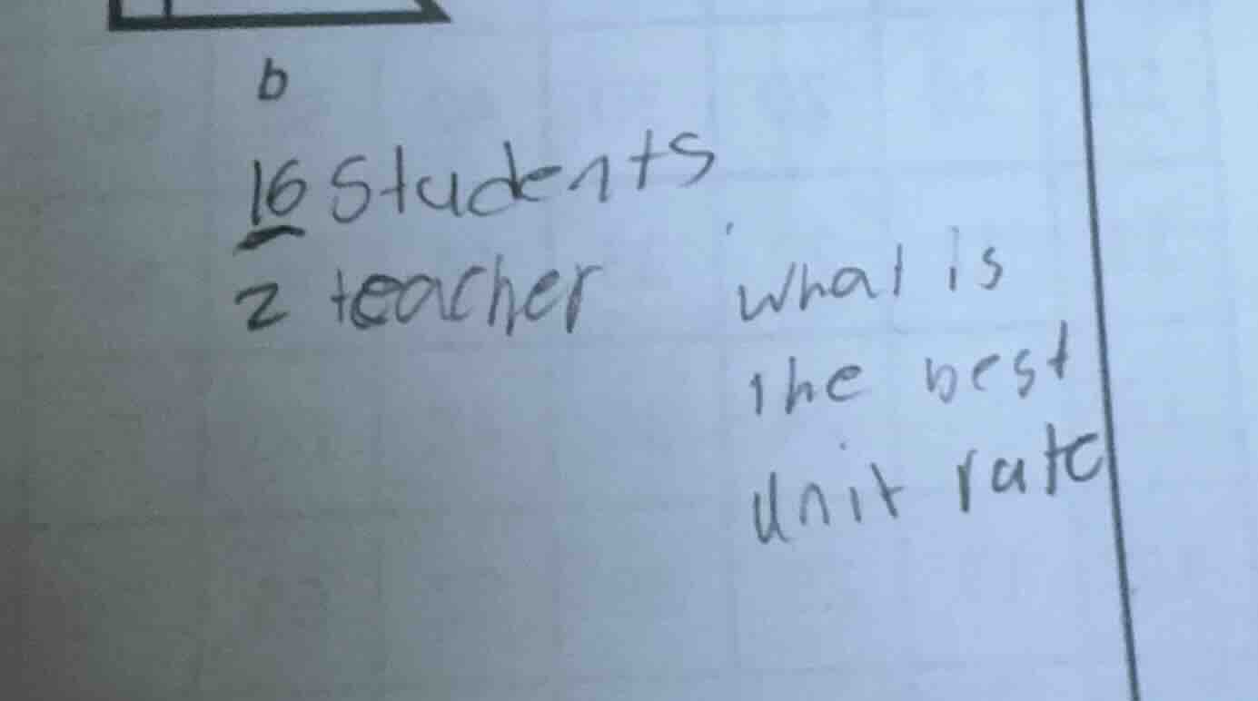 b 16 students 2 teacher what is the best unit rate