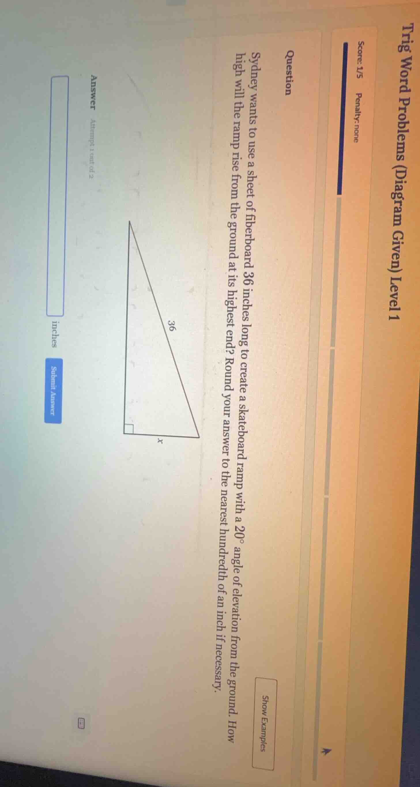 sydney wants to use a sheet of fiberboard 36 inches long to create a sk…