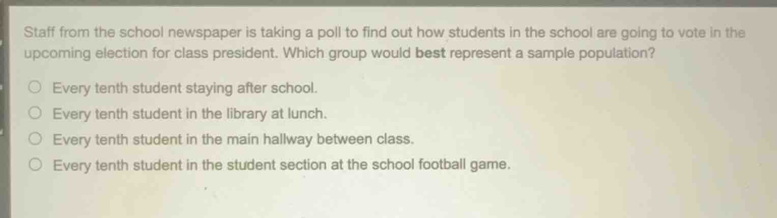 staff from the school newspaper is taking a poll to find out how studen…