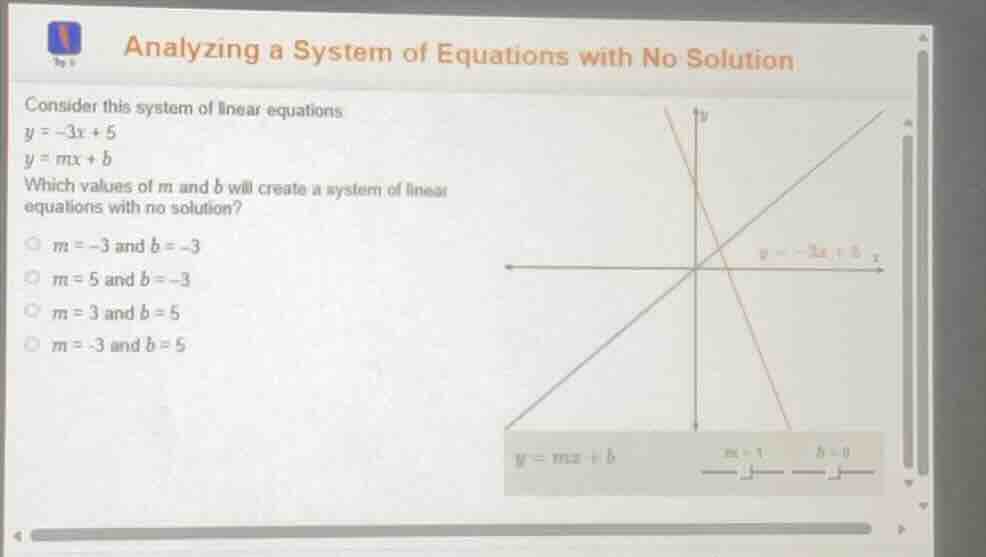 analyzing a system of equations with no solution consider this system o…