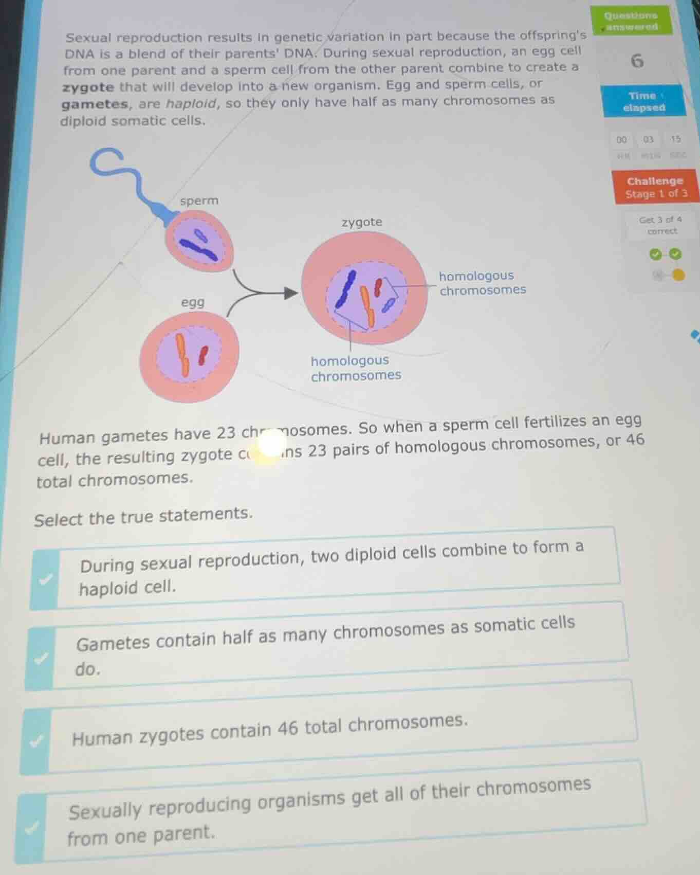 sexual reproduction results in genetic variation in part because the of…