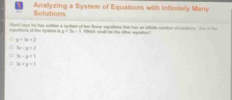analyzing a system of equations with infinitely many solutions abed say…