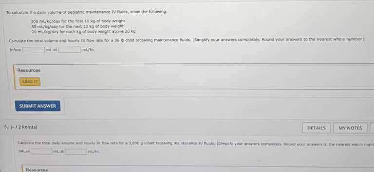 to calculate the daily volume of pediatric maintenance iv fluids, follo…