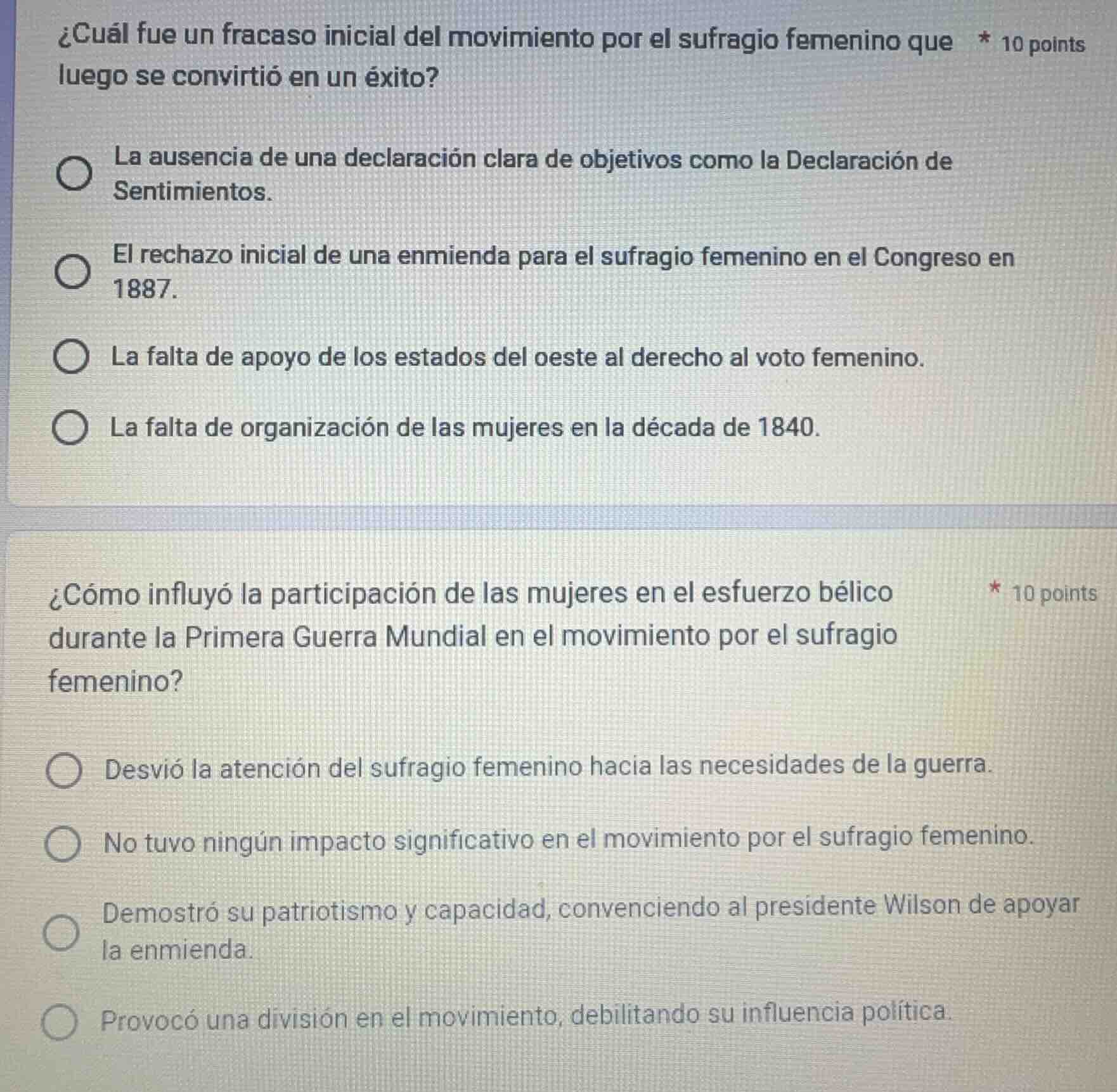¿cuál fue un fracaso inicial del movimiento por el sufragio femenino qu…