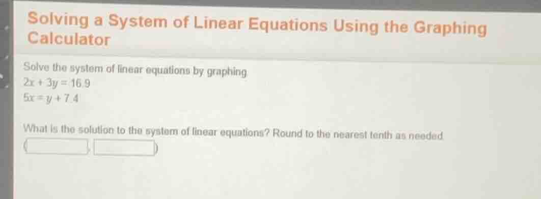 solving a system of linear equations using the graphing calculator solv…