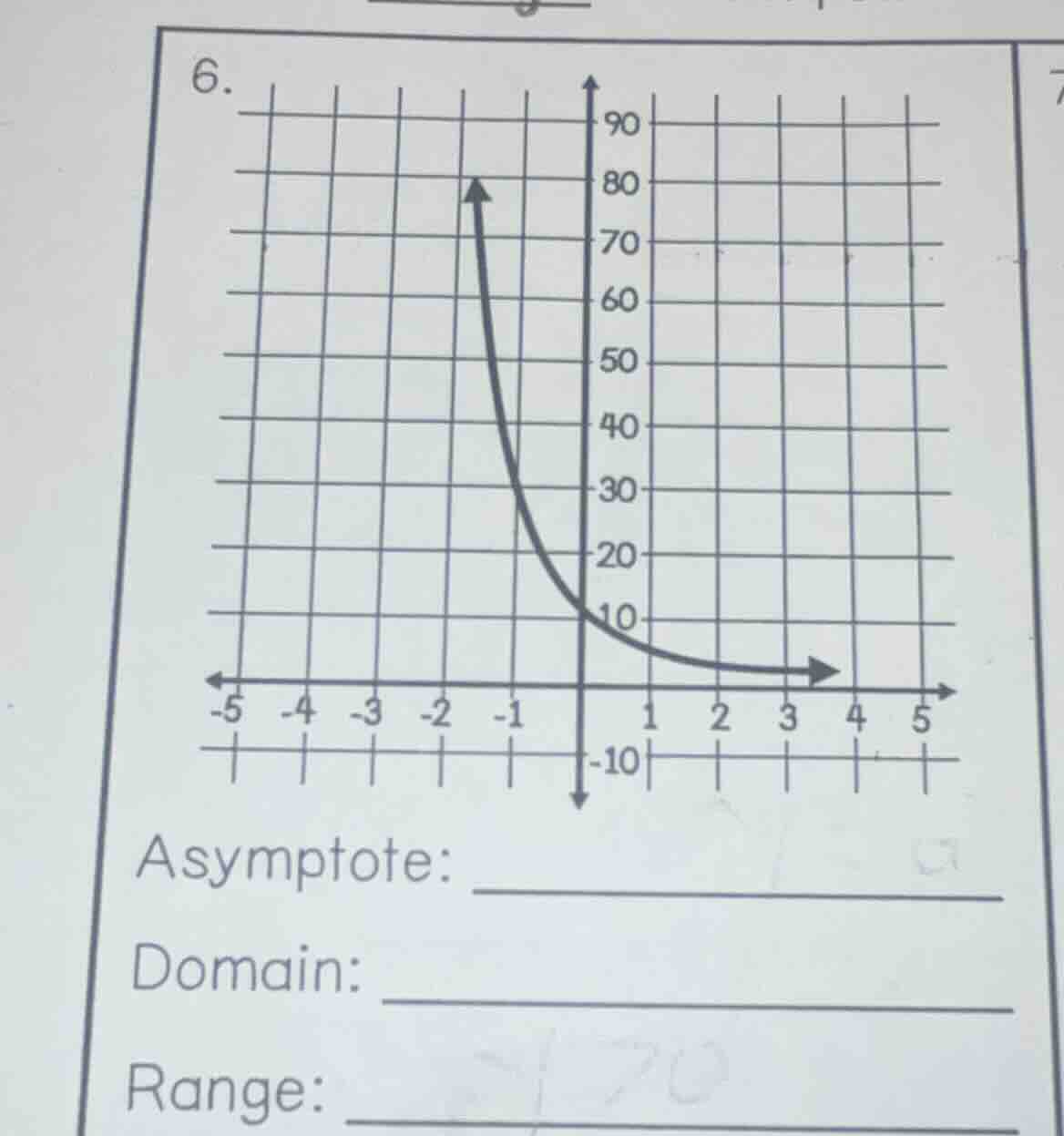 6. asymptote: domain: range: