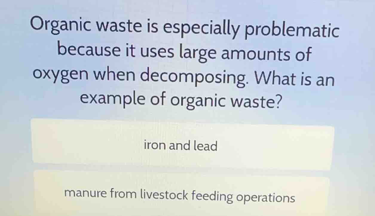 organic waste is especially problematic because it uses large amounts o…
