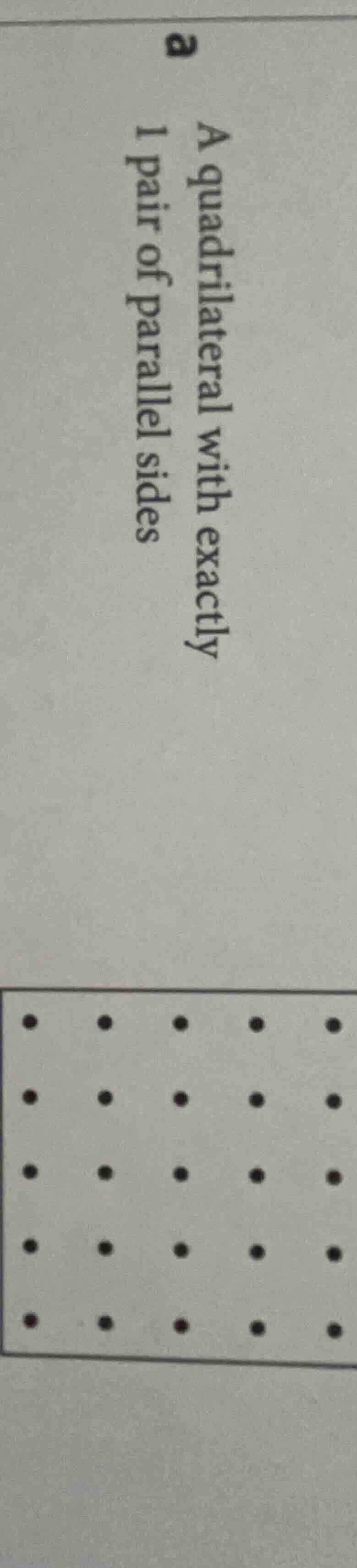 a a quadrilateral with exactly 1 pair of parallel sides