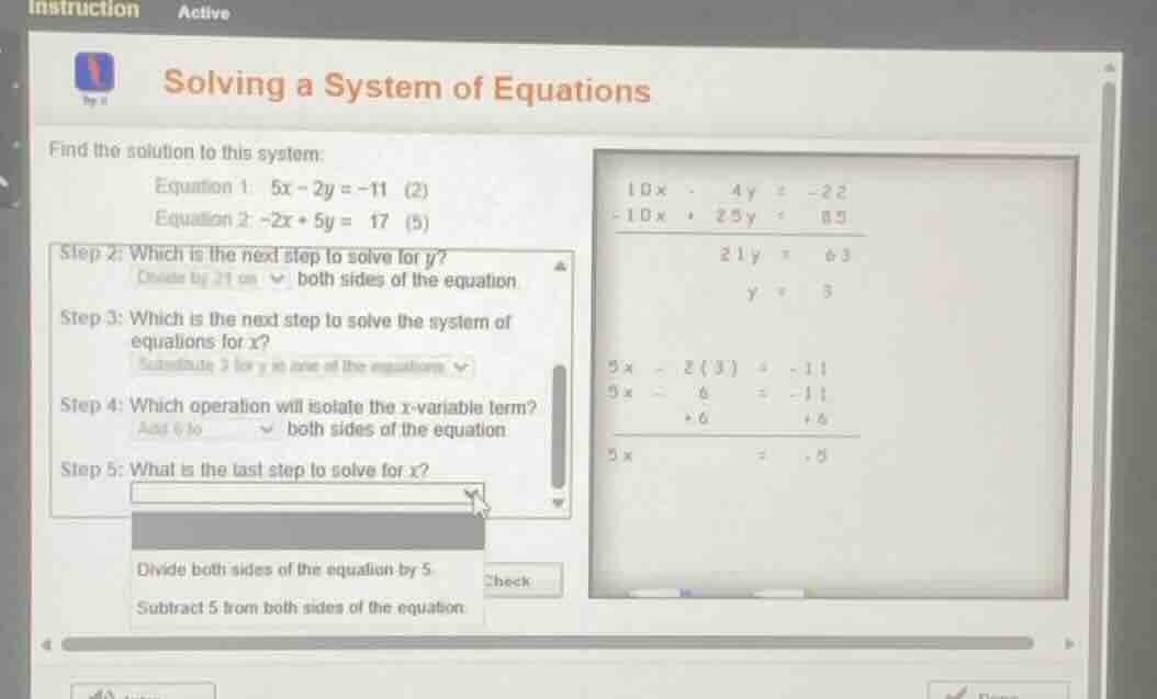 instruction active solving a system of equations find the solution to t…
