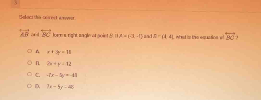 select the correct answer. $overleftrightarrow{ab}$ and $overleftrighta…