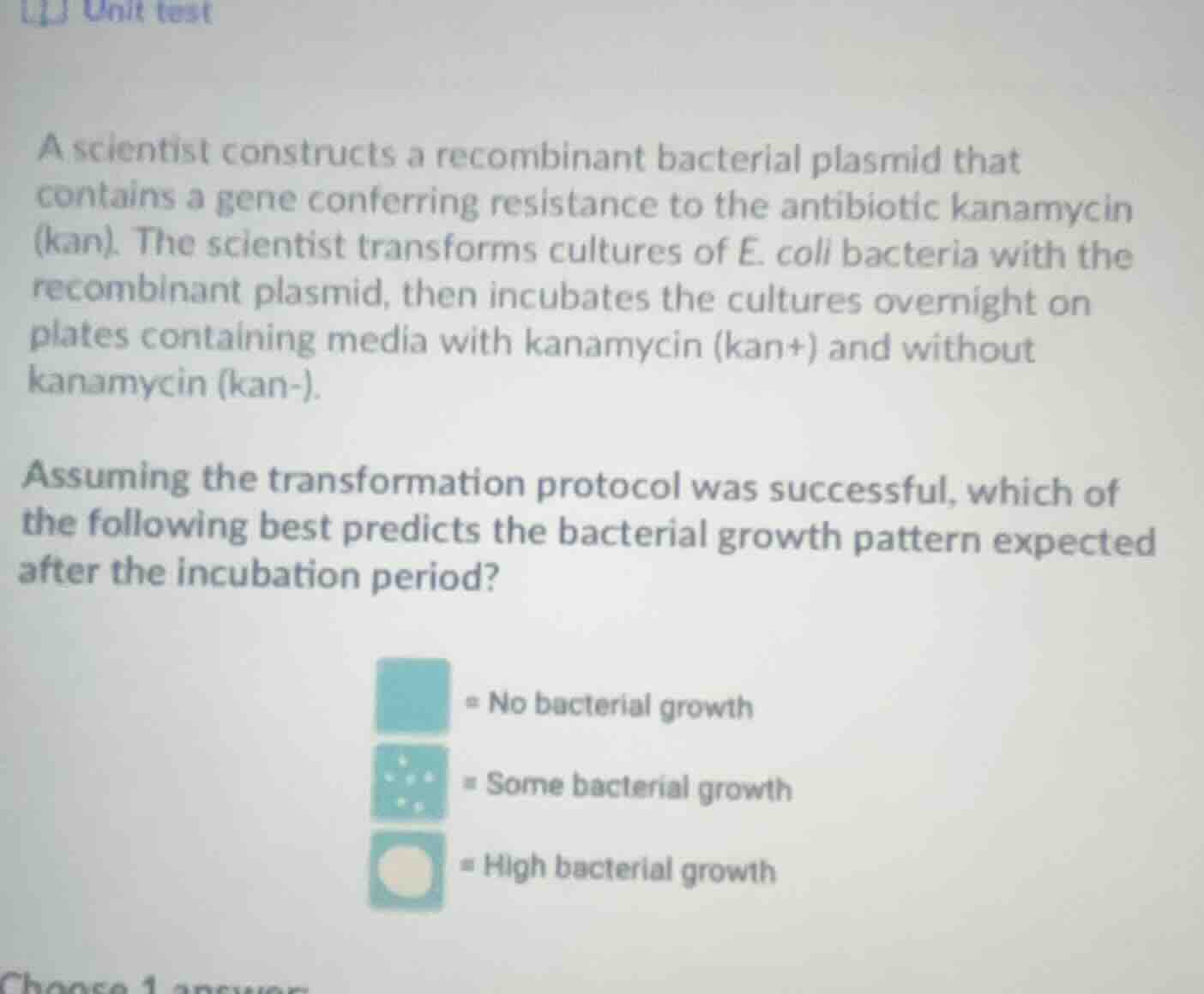 a scientist constructs a recombinant bacterial plasmid that contains a …