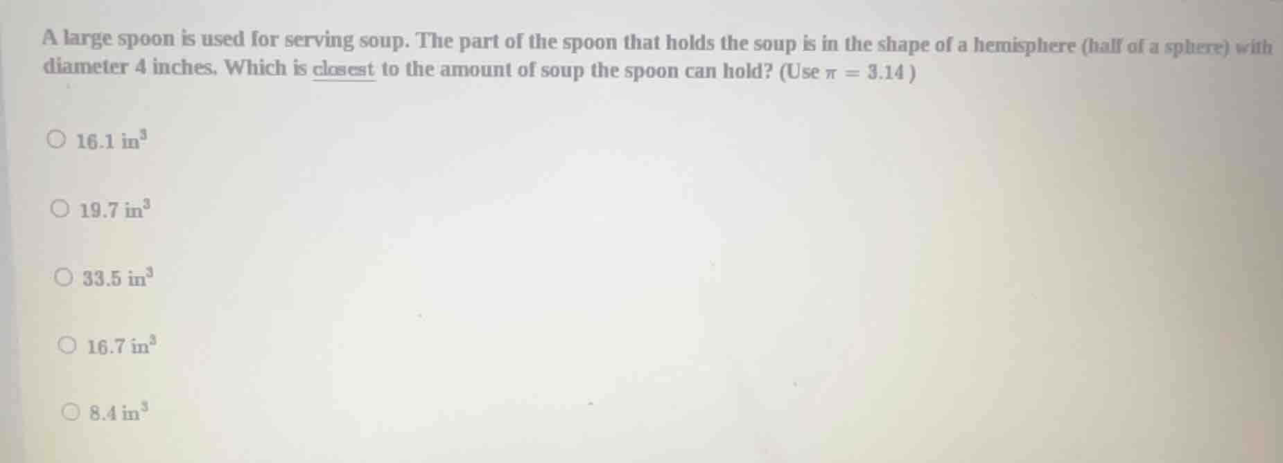 a large spoon is used for serving soup. the part of the spoon that hold…