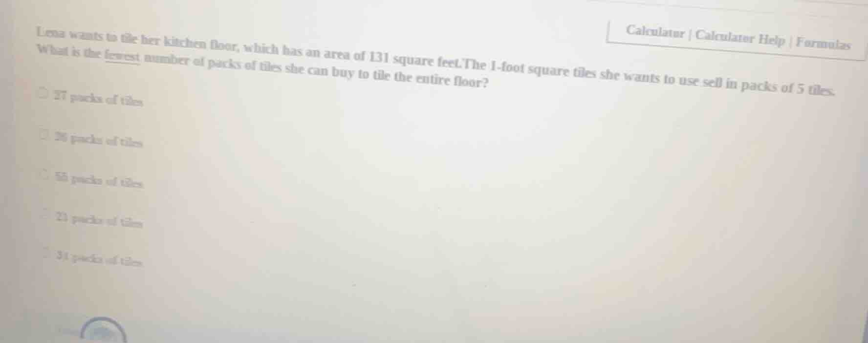 lena wants to tile her kitchen floor, which has an area of 131 square f…