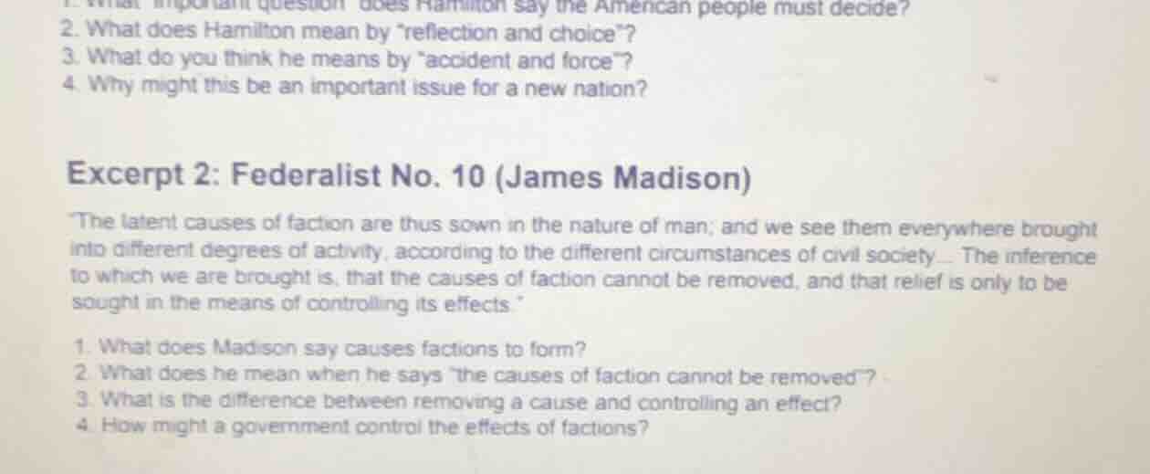1. what important question does hamilton say the american people must d…