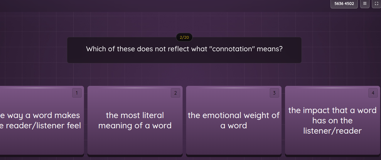 which of these does not reflect what \connotation\ means? 1. the way a …