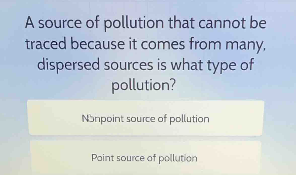 a source of pollution that cannot be traced because it comes from many,…