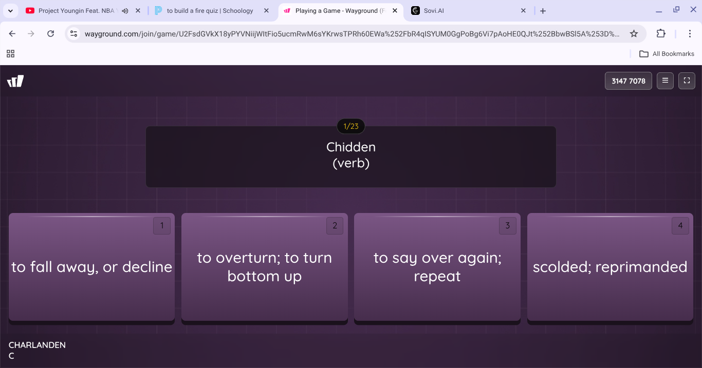 chidden (verb) 1 to fall away, or decline 2 to overturn; to turn bottom…