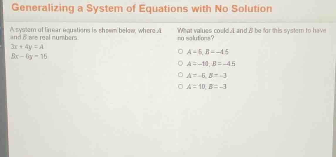 generalizing a system of equations with no solution a system of linear …