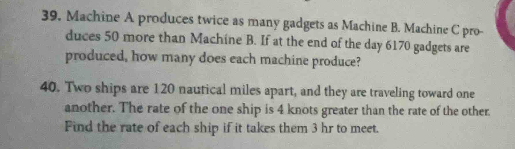 39. machine a produces twice as many gadgets as machine b. machine c pr…