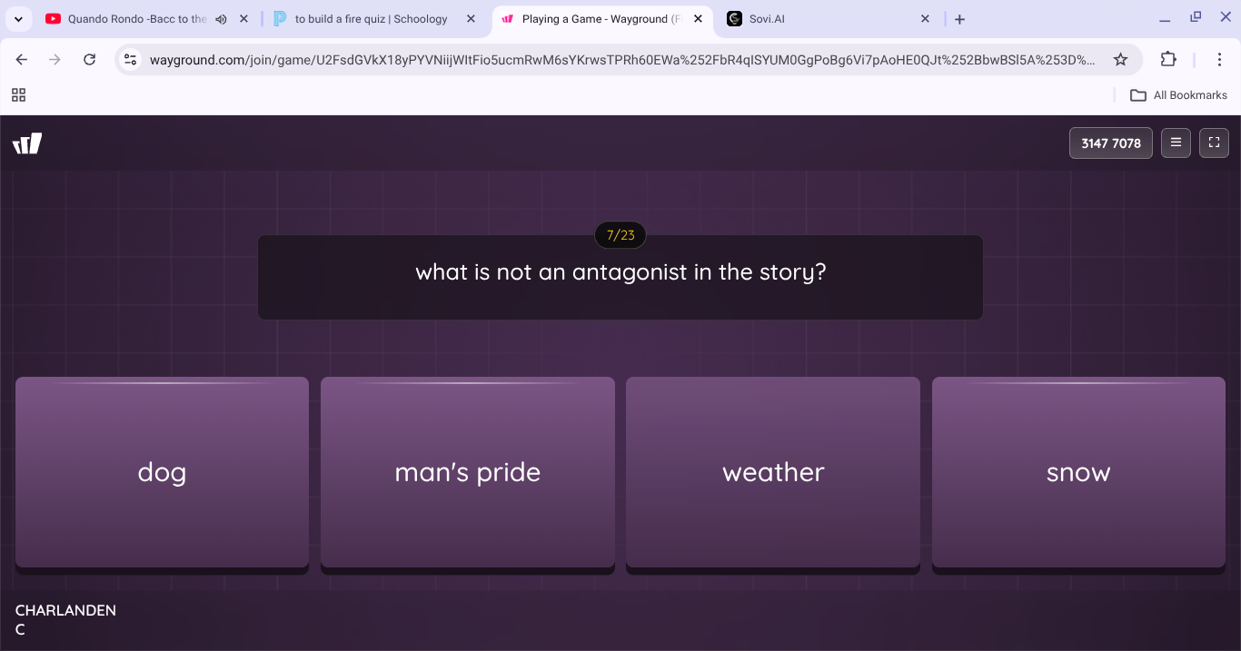 what is not an antagonist in the story? dog, mans pride, weather, snow