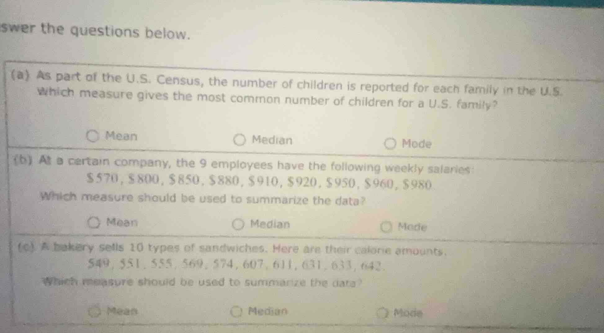 swer the questions below. (a) as part of the u.s. census, the number of…